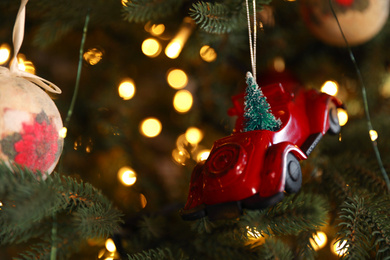 Photo of Closeup view of beautifully decorated Christmas tree