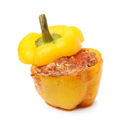 Photo of Delicious stuffed bell pepper isolated on white