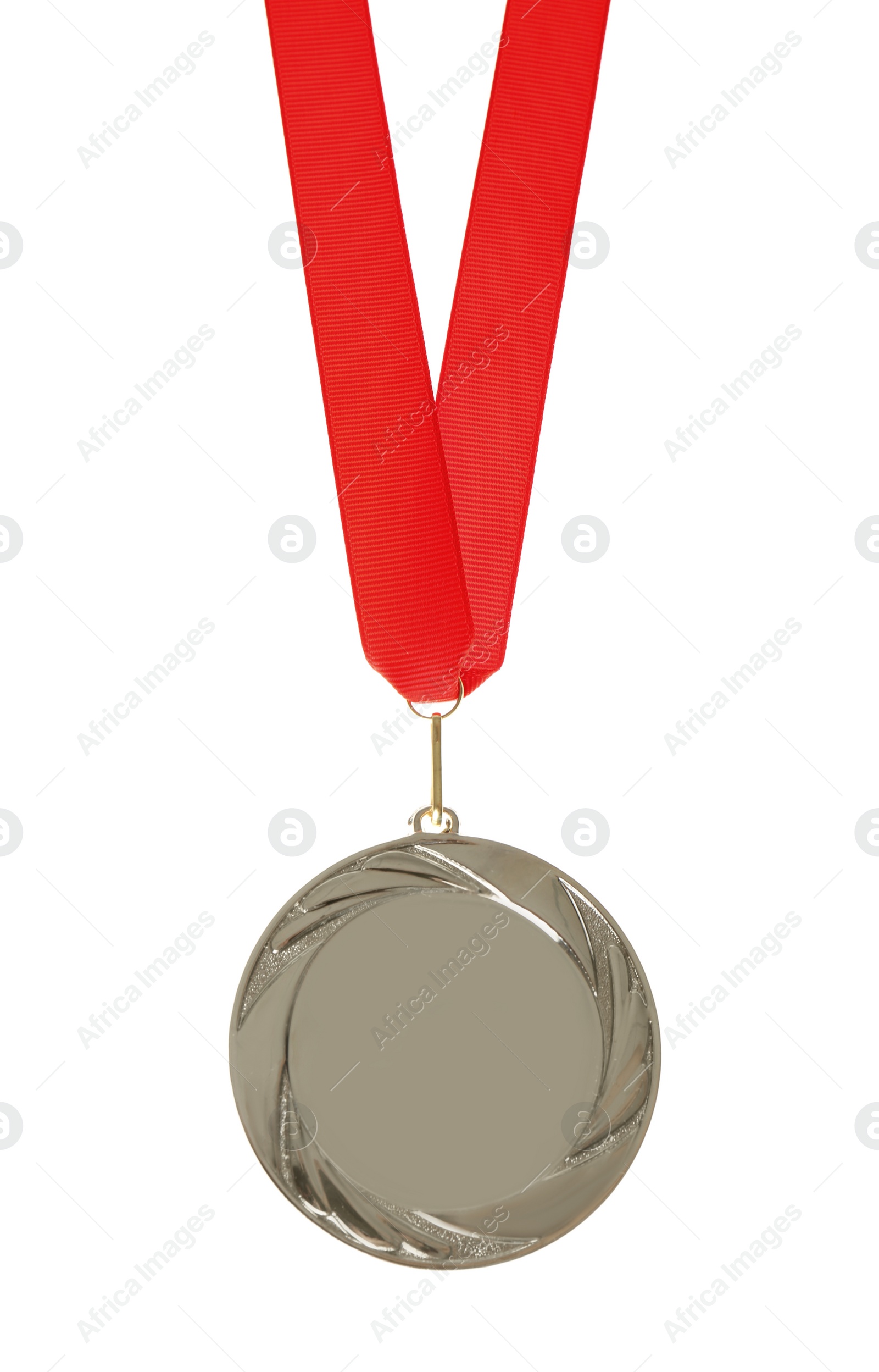 Photo of Silver medal isolated on white. Space for design