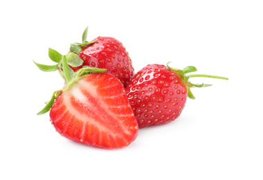 Delicious fresh ripe strawberries isolated on white