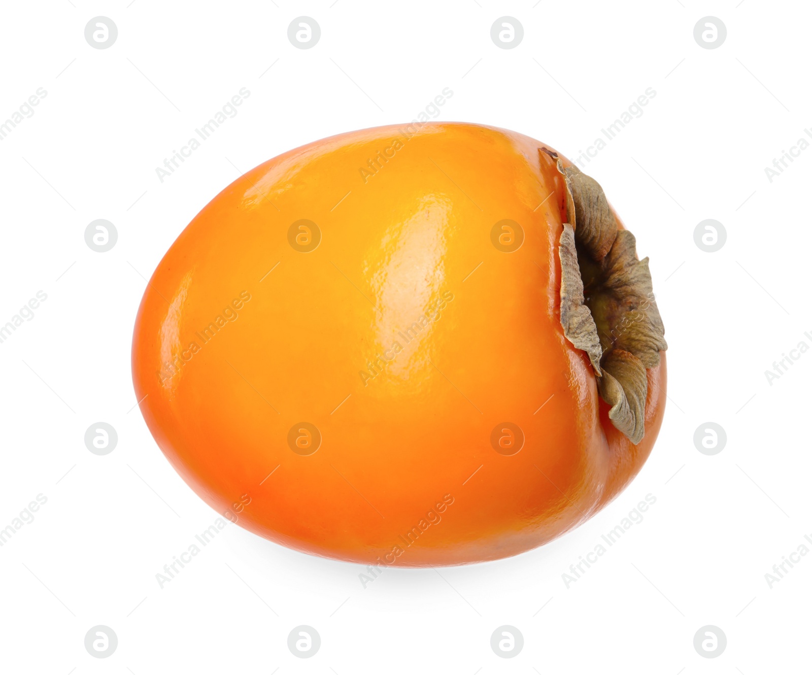 Photo of One fresh persimmon fruit isolated on white