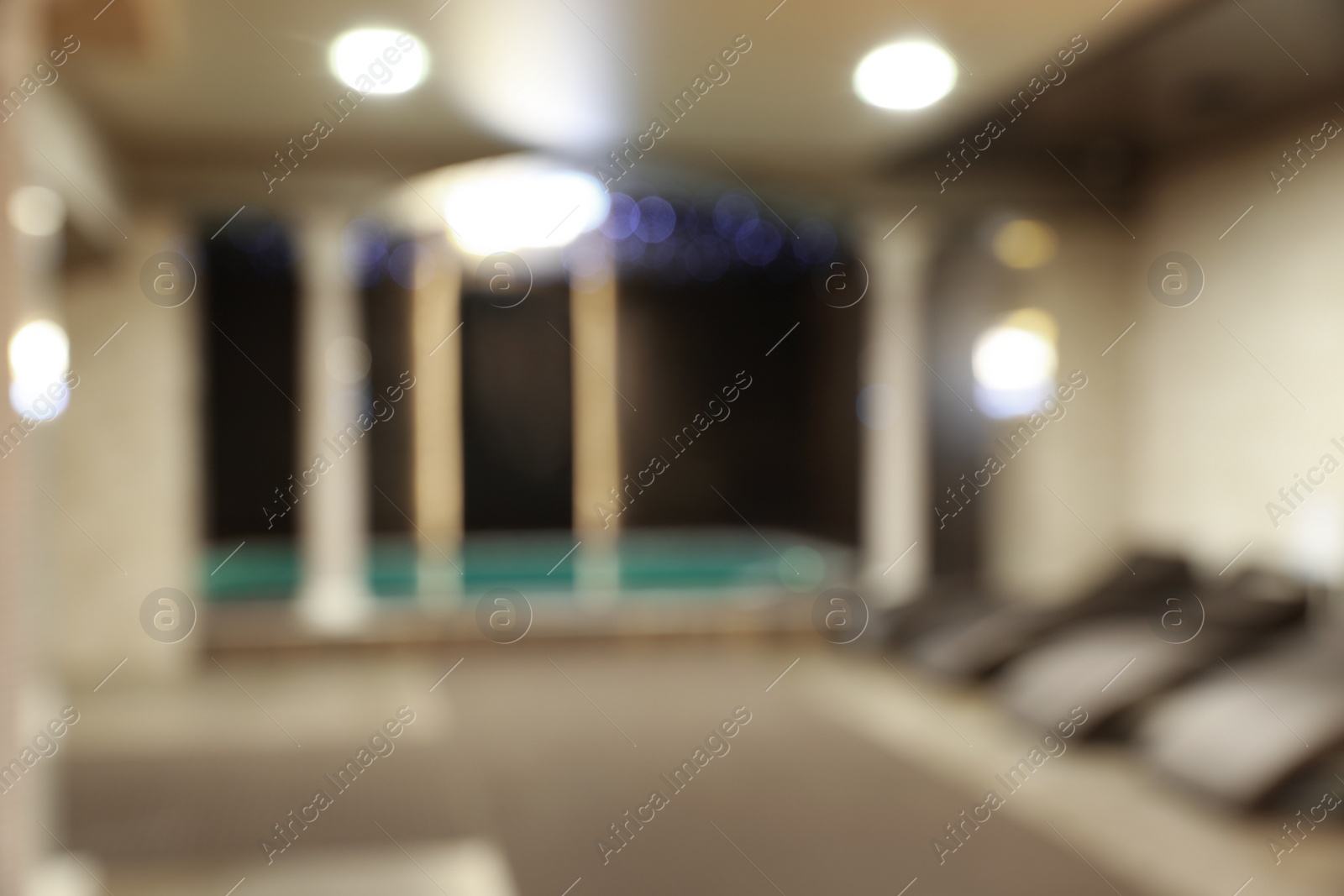 Photo of Blurred view of modern spa center hall interior