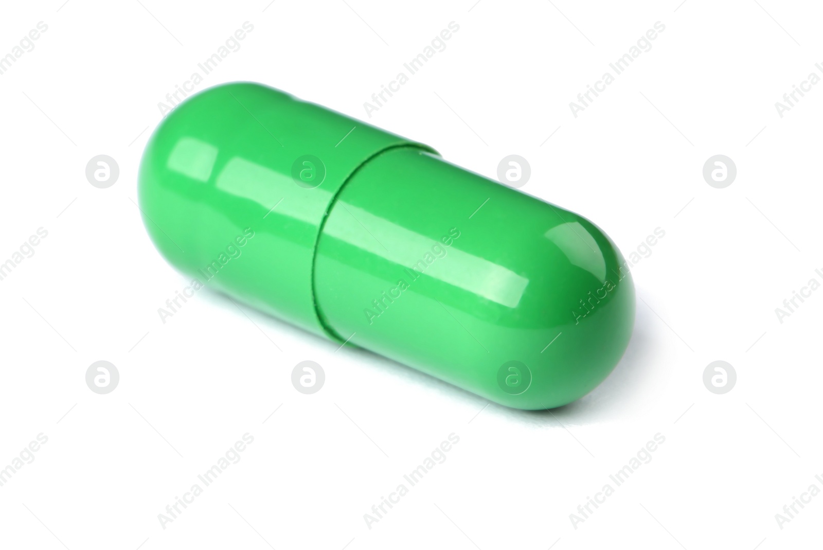 Photo of Pill on white background. Medical care and treatment