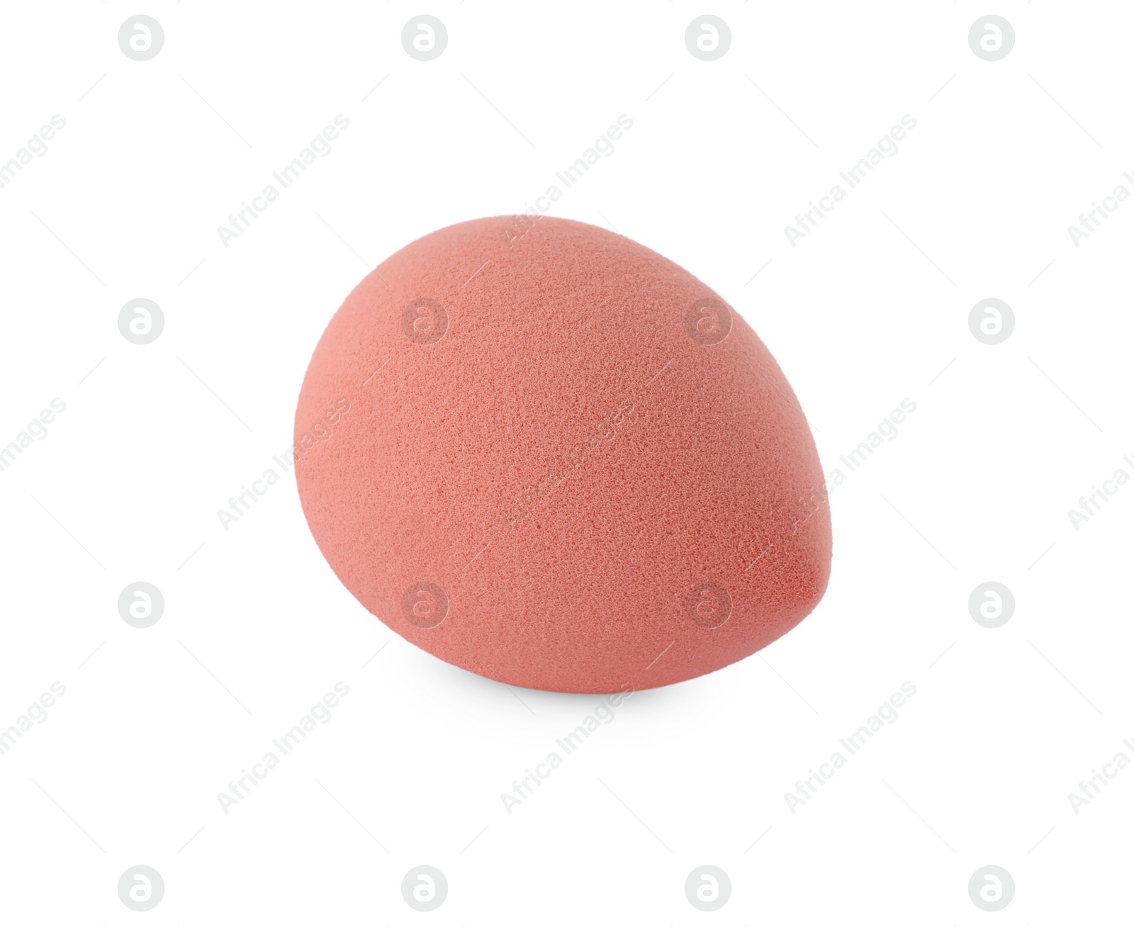 Photo of One coral makeup sponge isolated on white