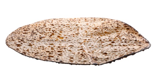 Photo of Tasty matzo isolated on white. Passover (Pesach) celebration
