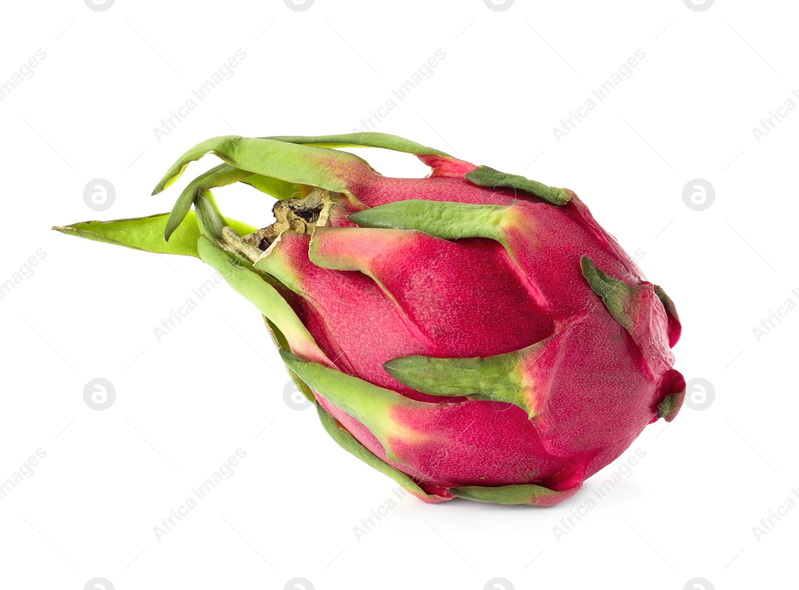 Photo of Delicious pink dragon fruit (pitahaya) isolated on white