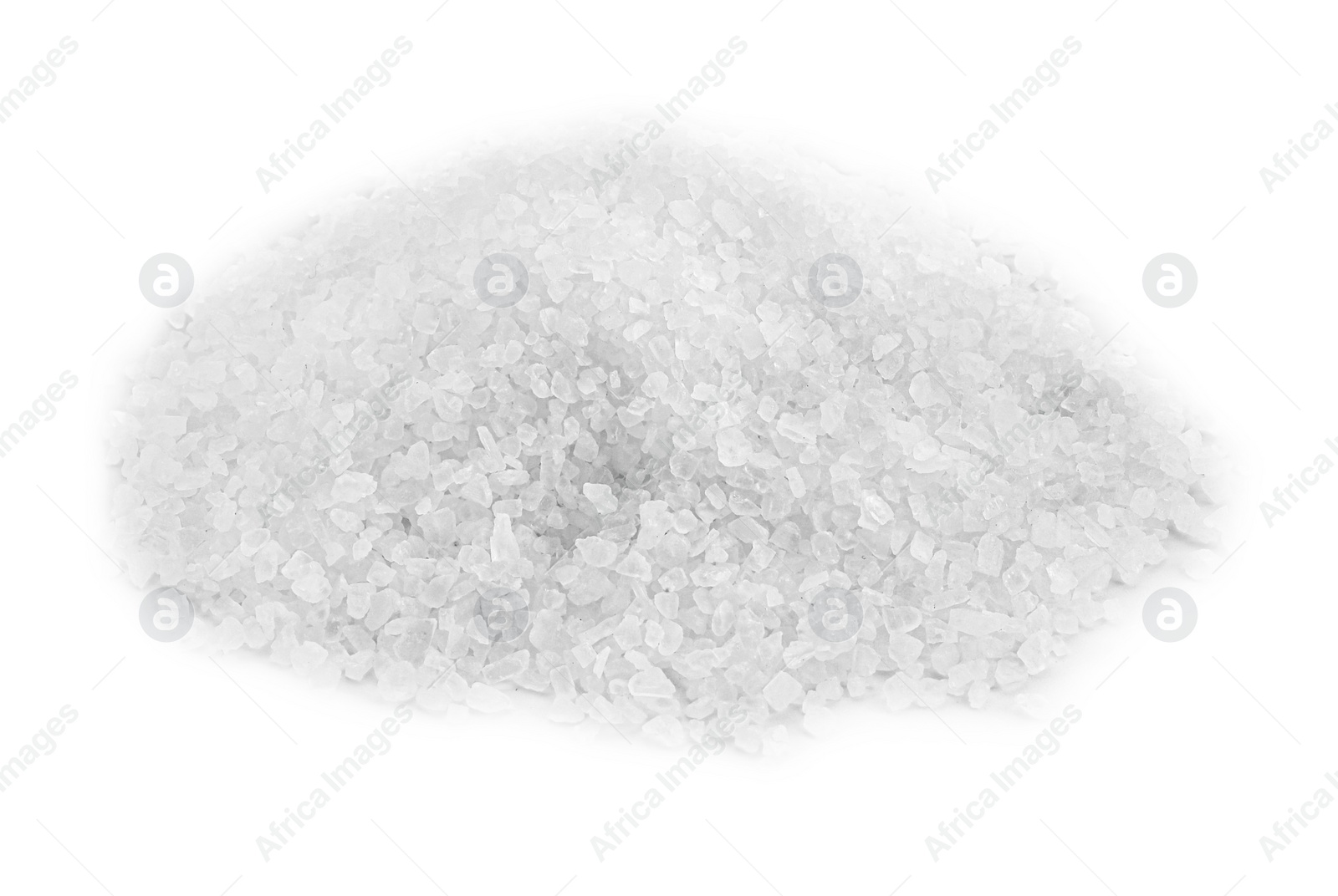 Photo of Heap of natural salt isolated on white