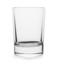 Empty old fashioned glass on white background