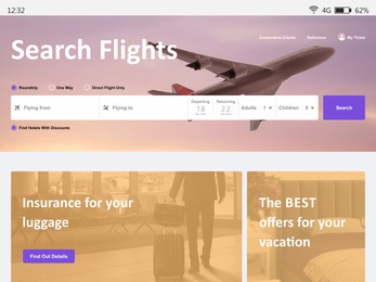 Image of Online flight booking website interface with information