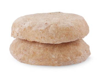 Photo of Two raw vegan nuggets isolated on white