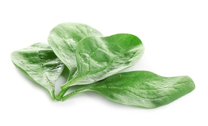 Photo of Fresh green healthy baby spinach leaves isolated on white