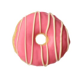 Photo of Sweet tasty glazed donut isolated on white