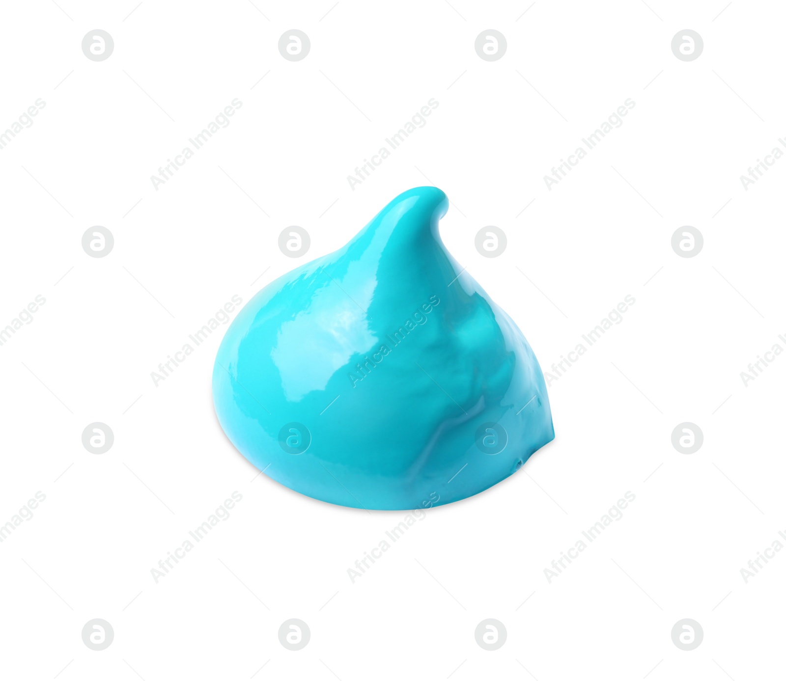Photo of Sample of turquoise paint on white background