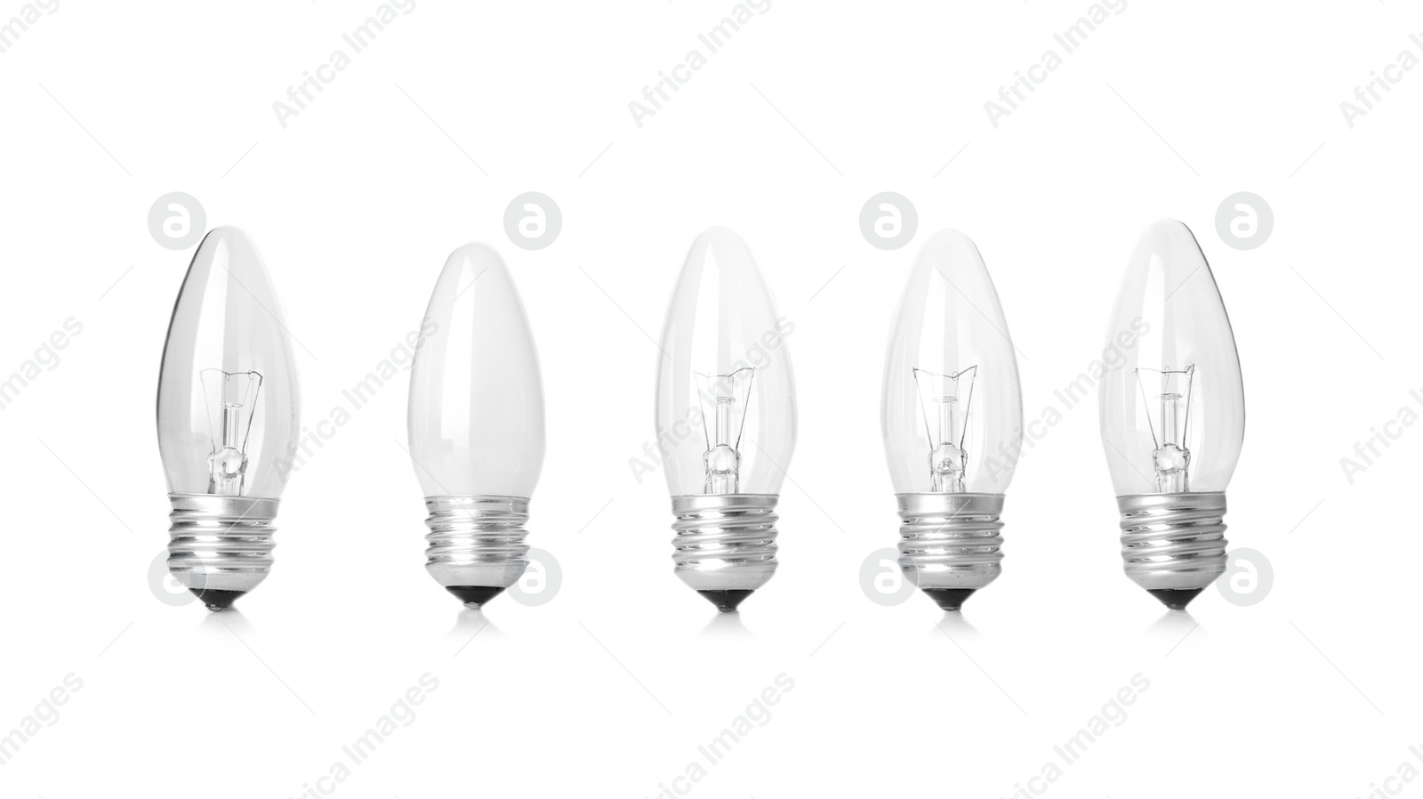 Photo of Frosted and transparent lamp bulbs on white background