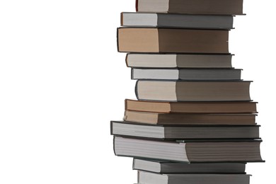 Photo of Stack of many different books isolated on white