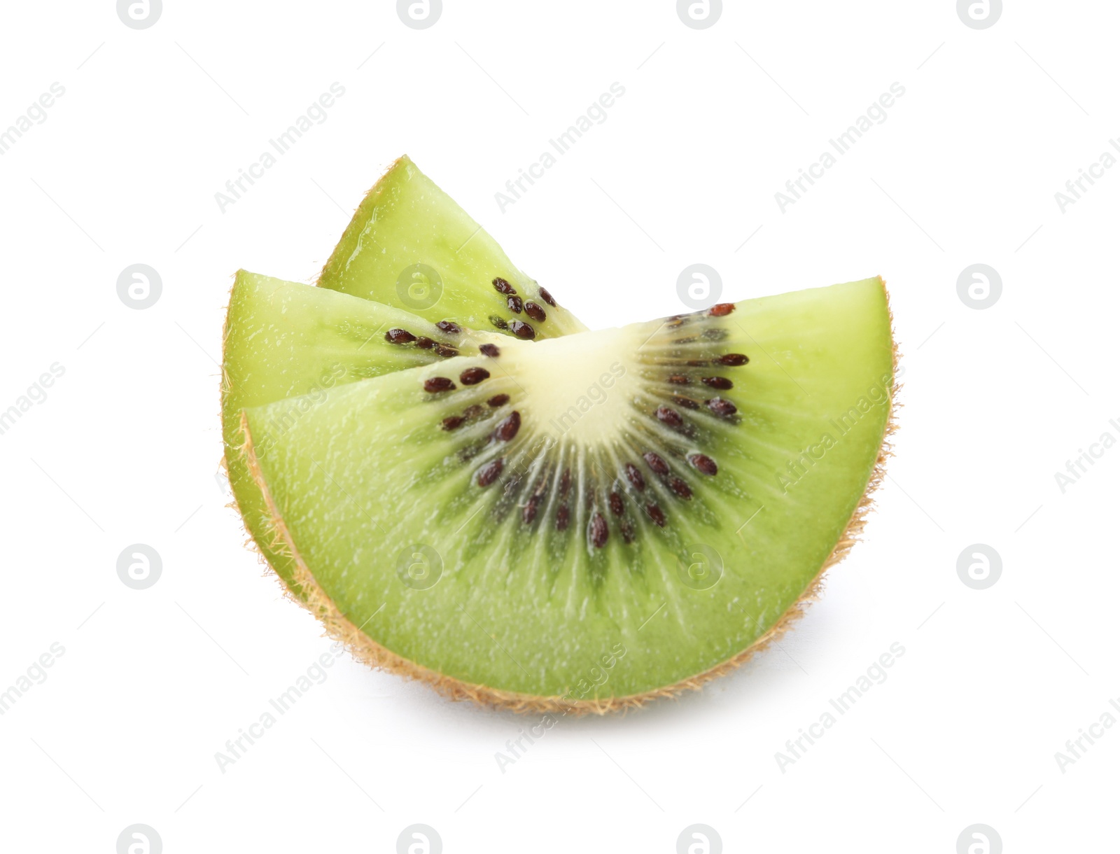 Photo of Slices of fresh kiwi on white background