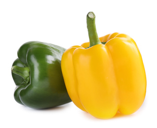 Photo of Fresh ripe bell peppers isolated on white