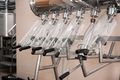 Photo of Beer dispensing system at modern brewing factory