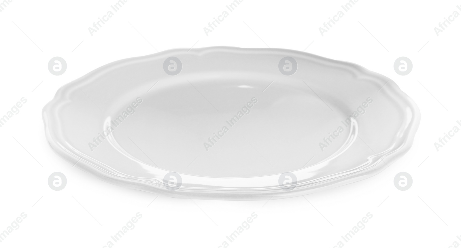 Photo of Empty light gray ceramic plate isolated on white