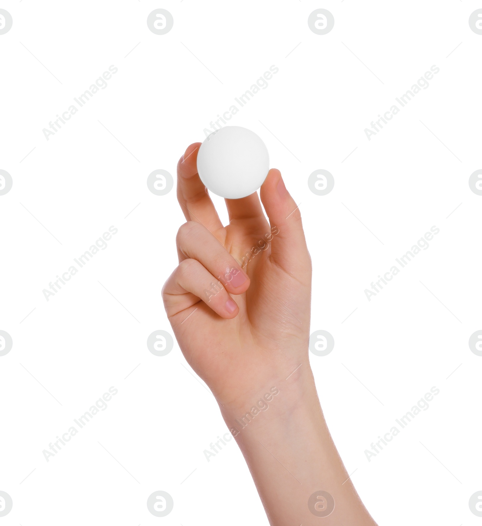 Photo of with ping pong ball on white background, closeup