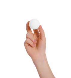 Photo of with ping pong ball on white background, closeup