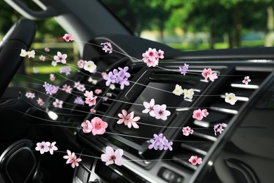 Image of Floral scent from ventilation in car. Air freshener