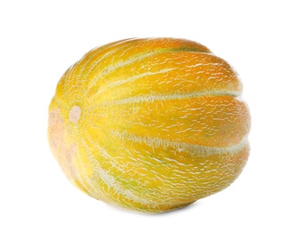 Whole tasty ripe melon on white background