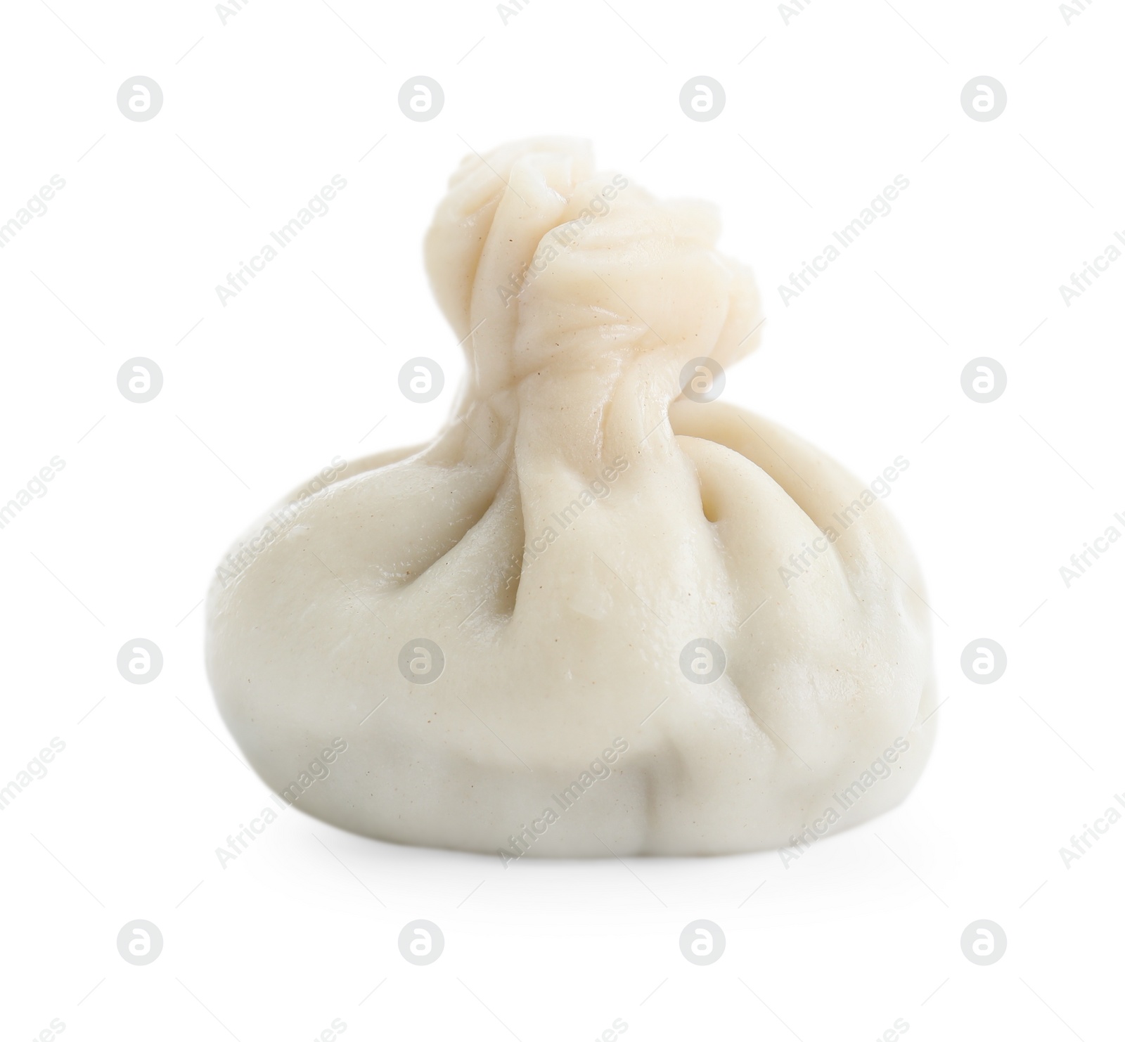 Photo of One tasty khinkali (dumpling) isolated on white. Georgian cuisine