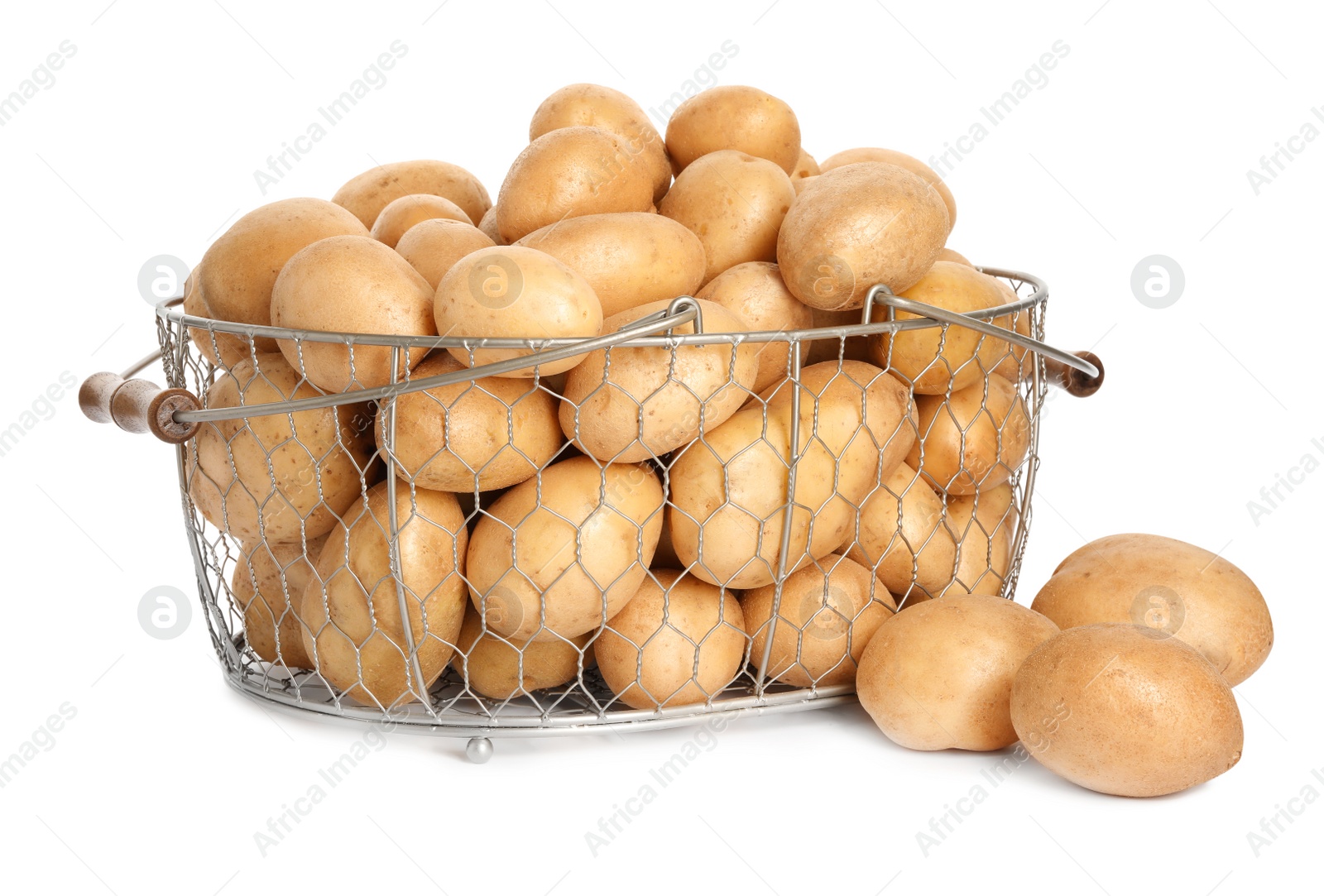 Photo of Raw fresh organic potatoes on white background