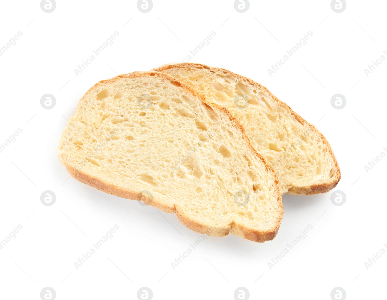 Photo of Fresh bread on white background. Baked goods