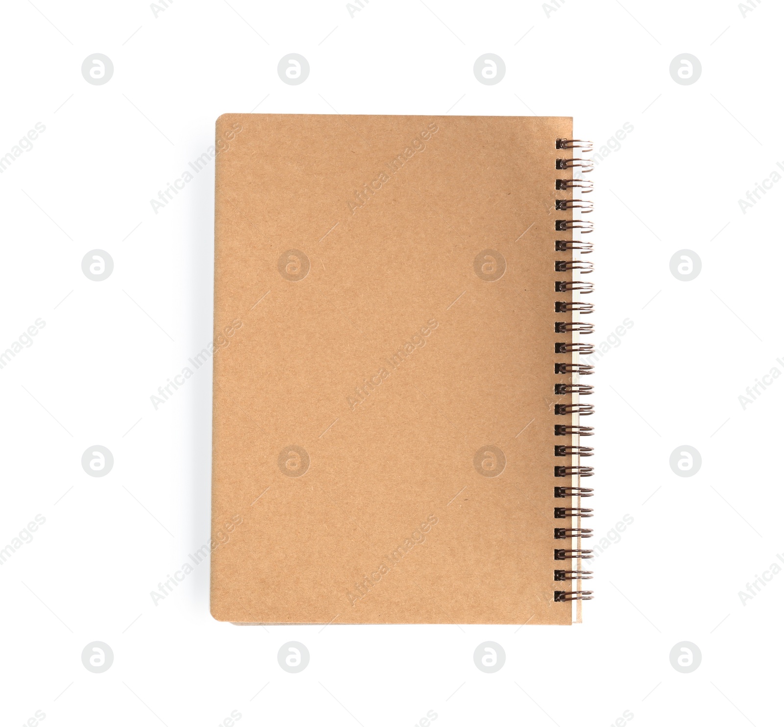 Photo of One notebook isolated on white, top view