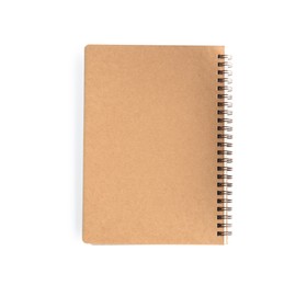 Photo of One notebook isolated on white, top view