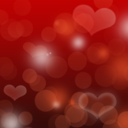 Bright abstract red background with hearts. Happy Valentine's day