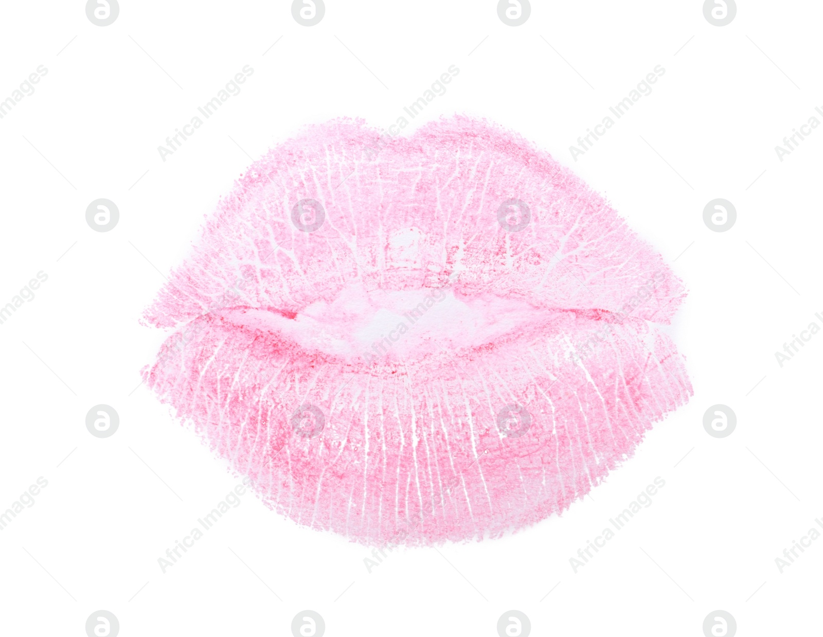 Photo of Lipstick kiss mark isolated on white, top view