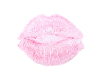 Lipstick kiss mark isolated on white, top view