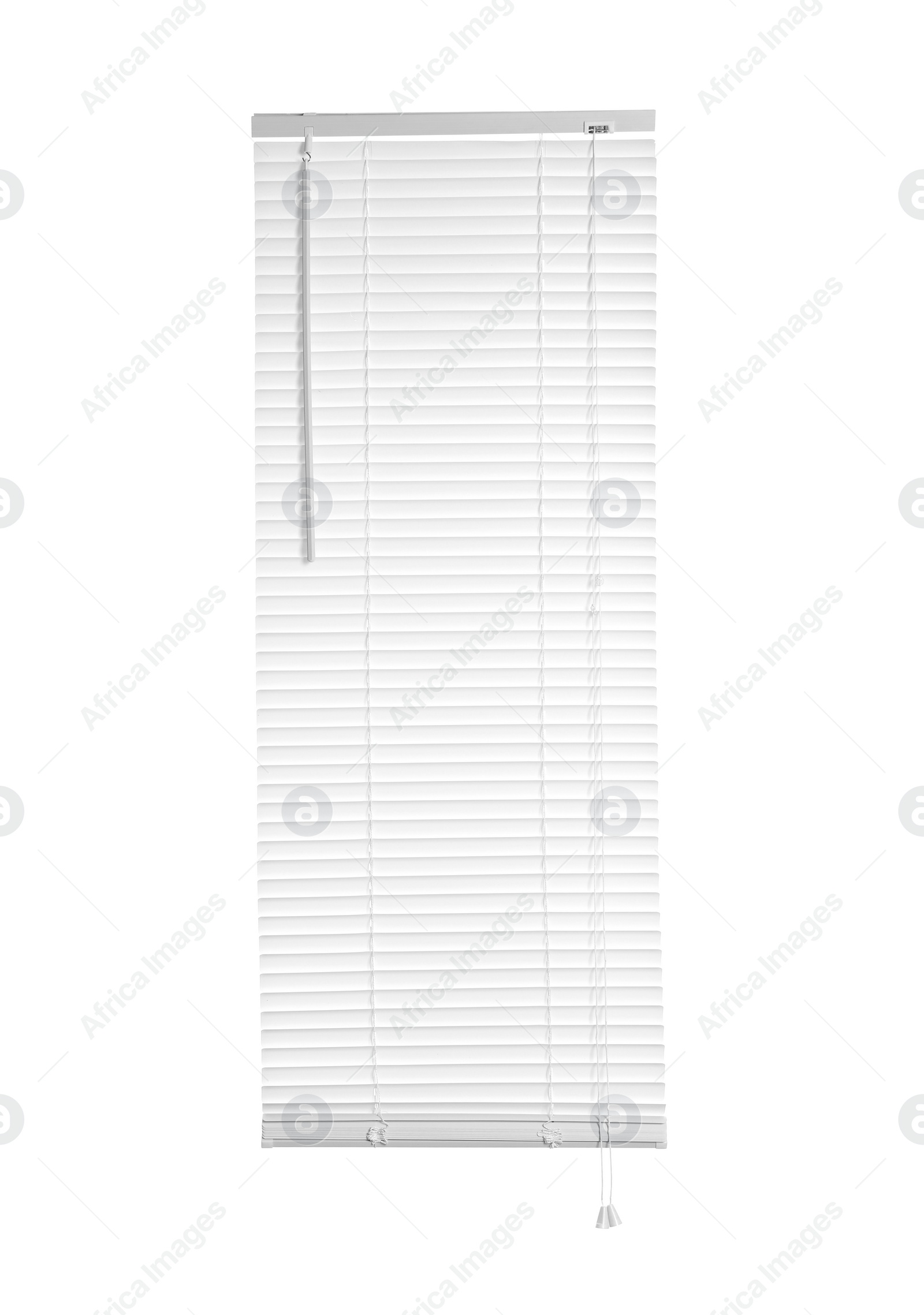 Photo of Stylish light window blinds isolated on white