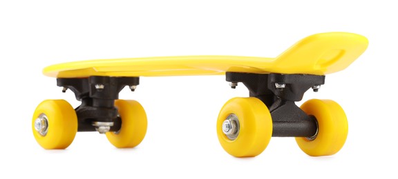 Yellow skateboard isolated on white. Sports equipment