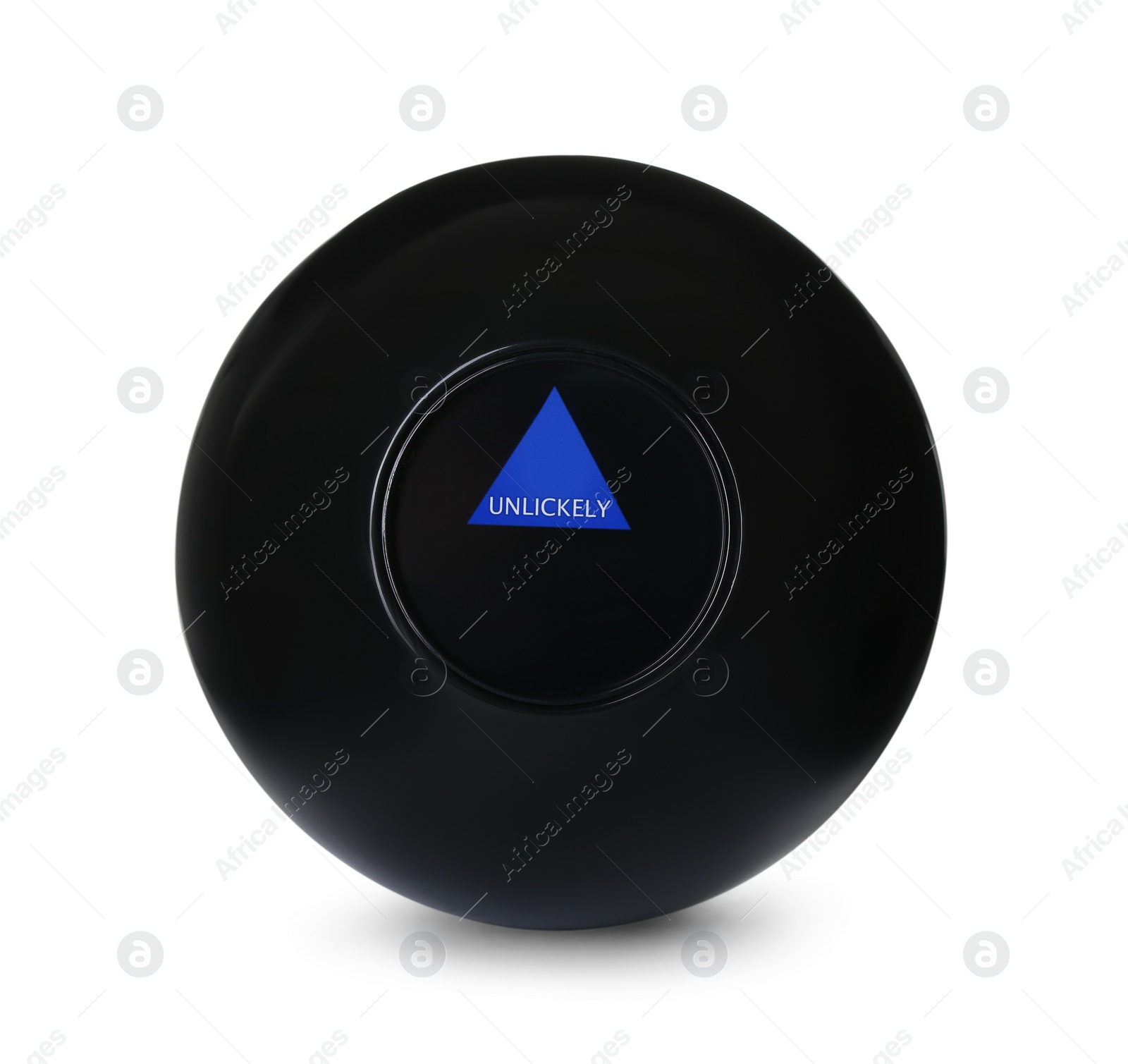 Photo of Magic eight ball with prediction Unlikely isolated on white
