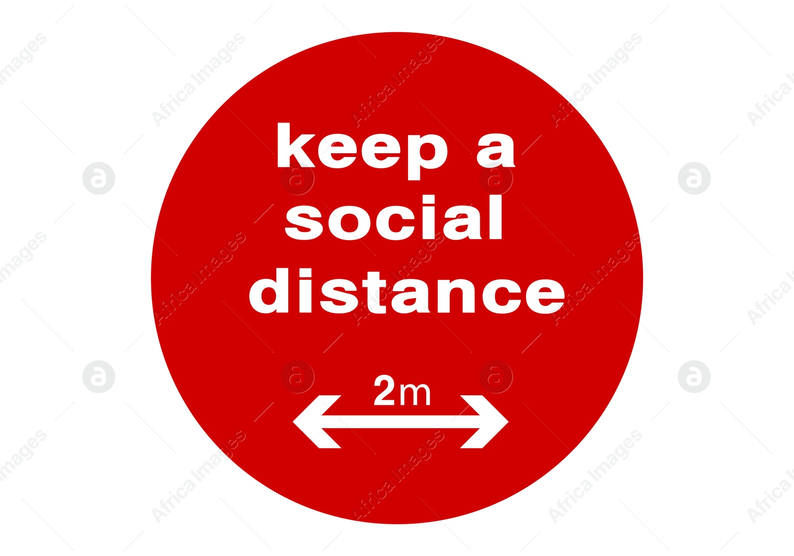 Illustration of Keep a social distance - red round sign, illustration. Protection measure during coronavirus pandemic