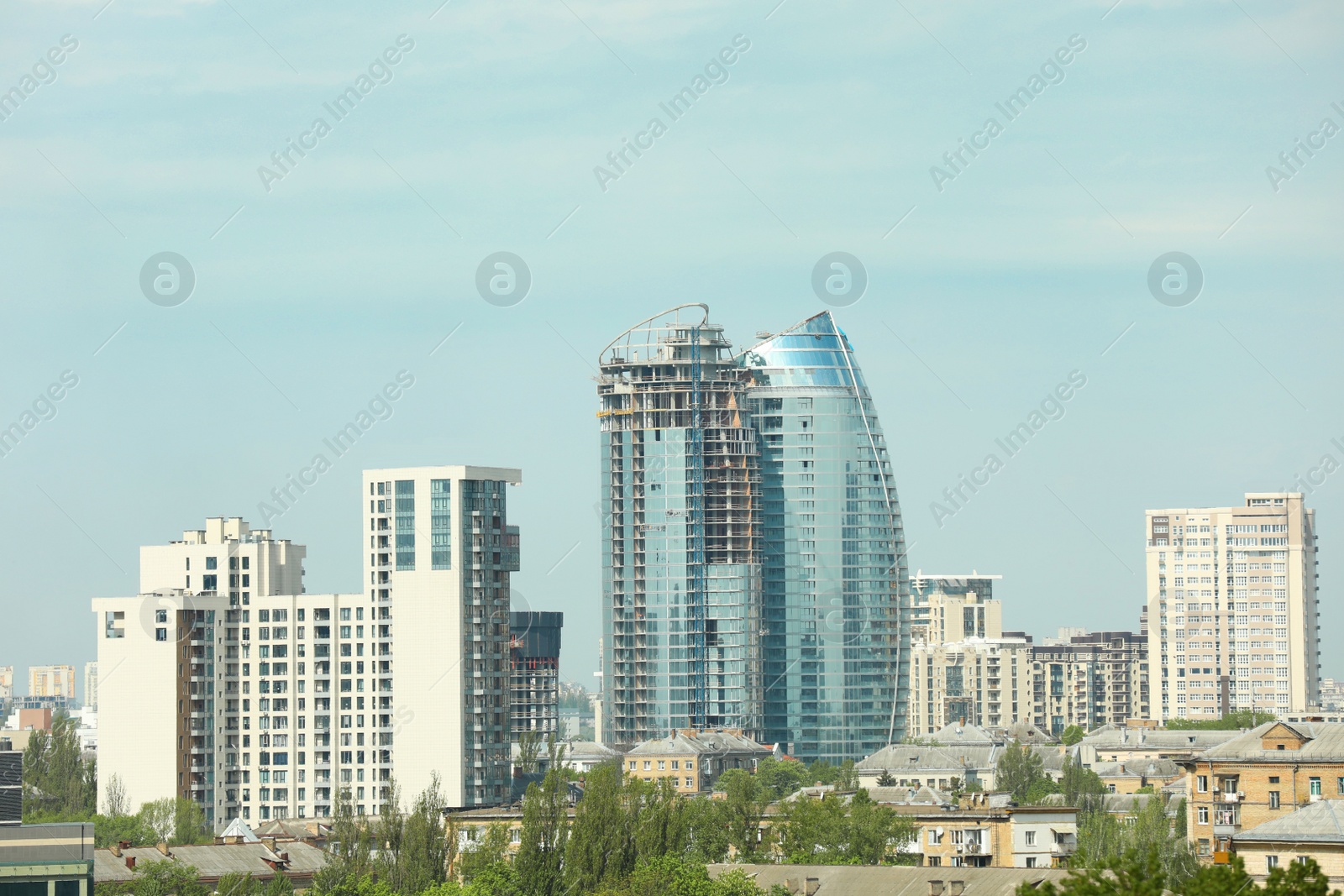 Photo of Beautiful view of cityscape with modern buildings. Urban architecture