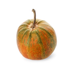 Photo of Fresh raw pumpkin isolated on white. Organic plant