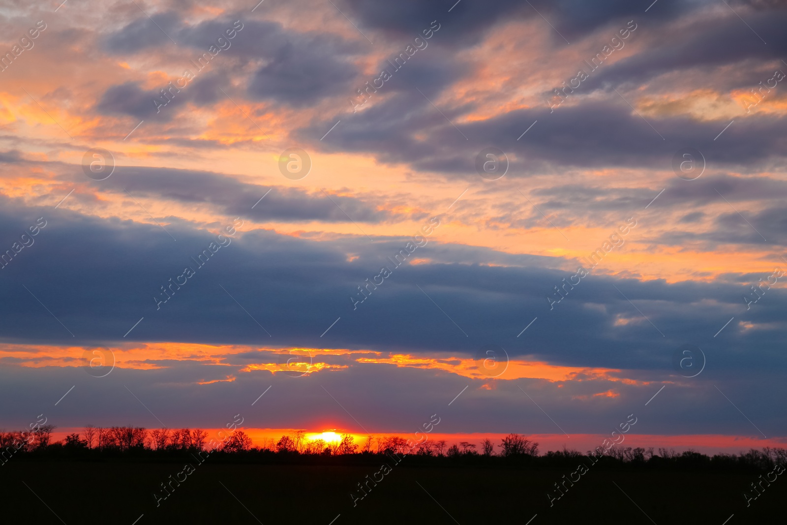 Picturesque view of beautiful countryside at sunset Photo of Picturesque view of beautiful countryside at sunset