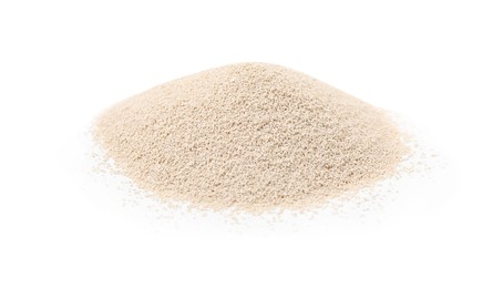 Photo of Pile of granulated yeast isolated on white