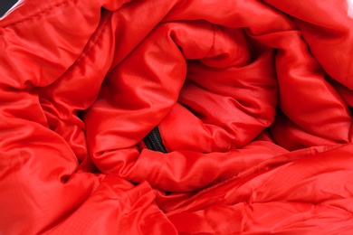 Photo of Rolled sleeping bag, closeup view. Camping equipment