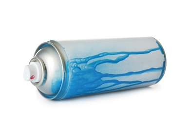 Photo of Used can of spray paint on white background