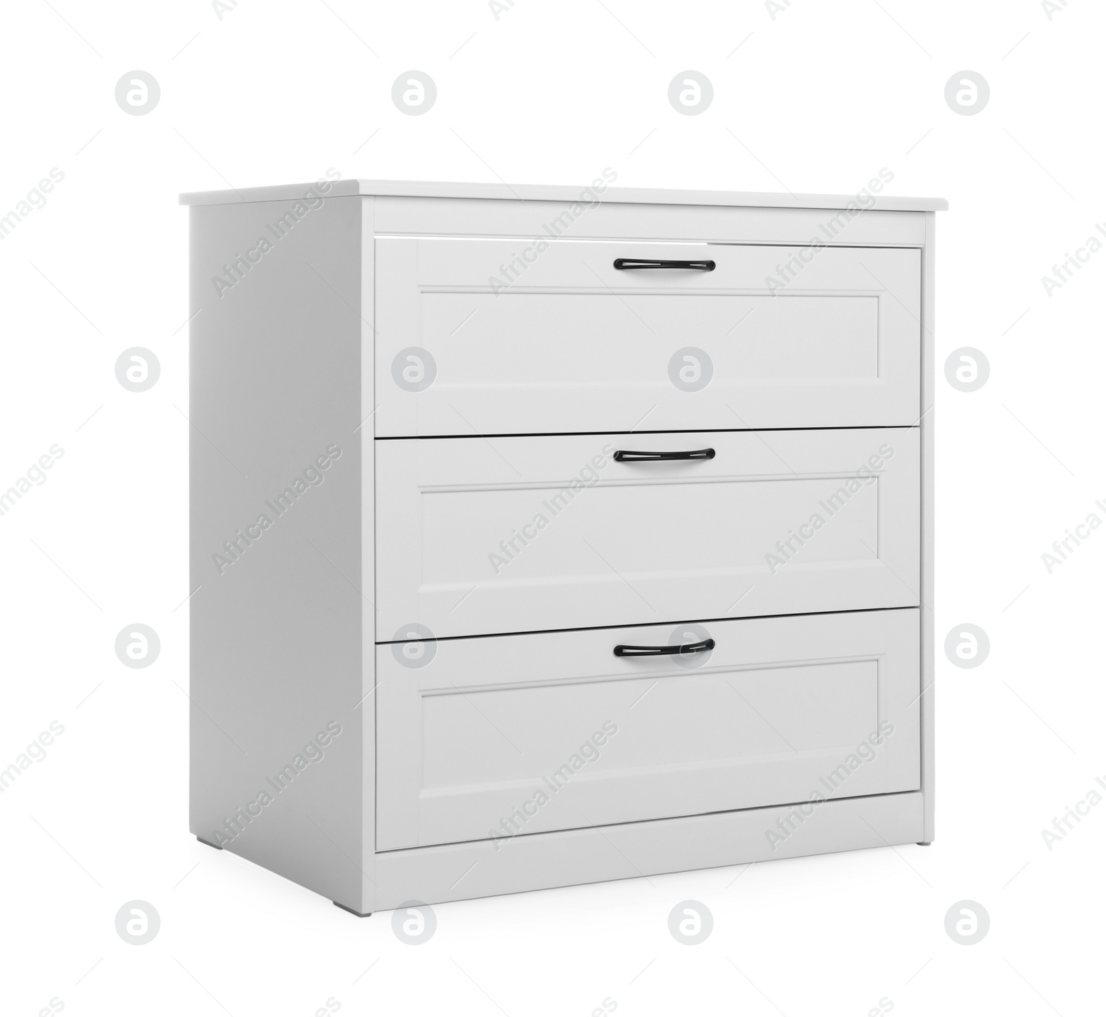 Photo of Modern wooden chest of drawers on white background