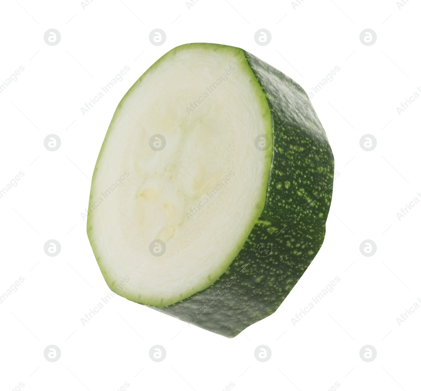 Photo of Piece of green ripe zucchini isolated on white