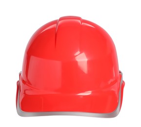 Red hard hat isolated on white. Safety equipment