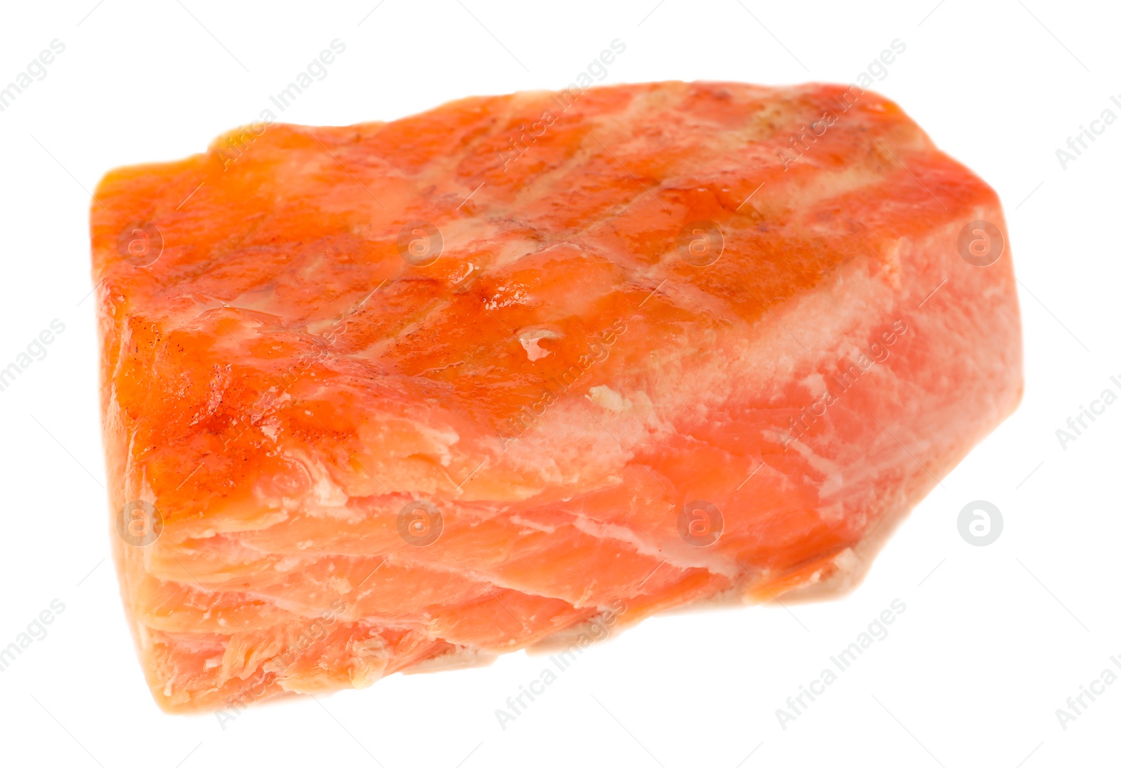 Photo of Piece of tasty grilled salmon isolated on white