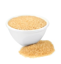 Brown sugar in bowl isolated on white